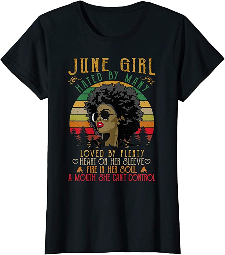 Womens Tu Vintage Black Woman Birthday June Girl T-Shirt