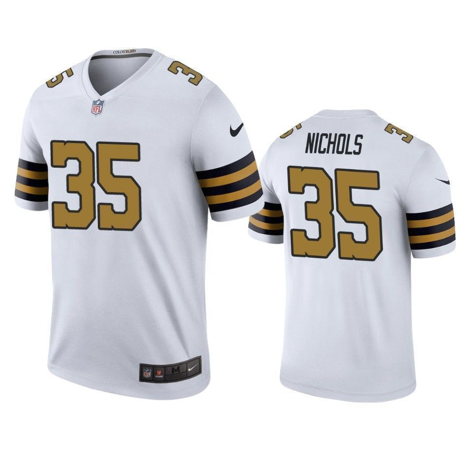 New Orleans Saints Deatrick Nichols White Color Rush Legend Mens 3D Jersey