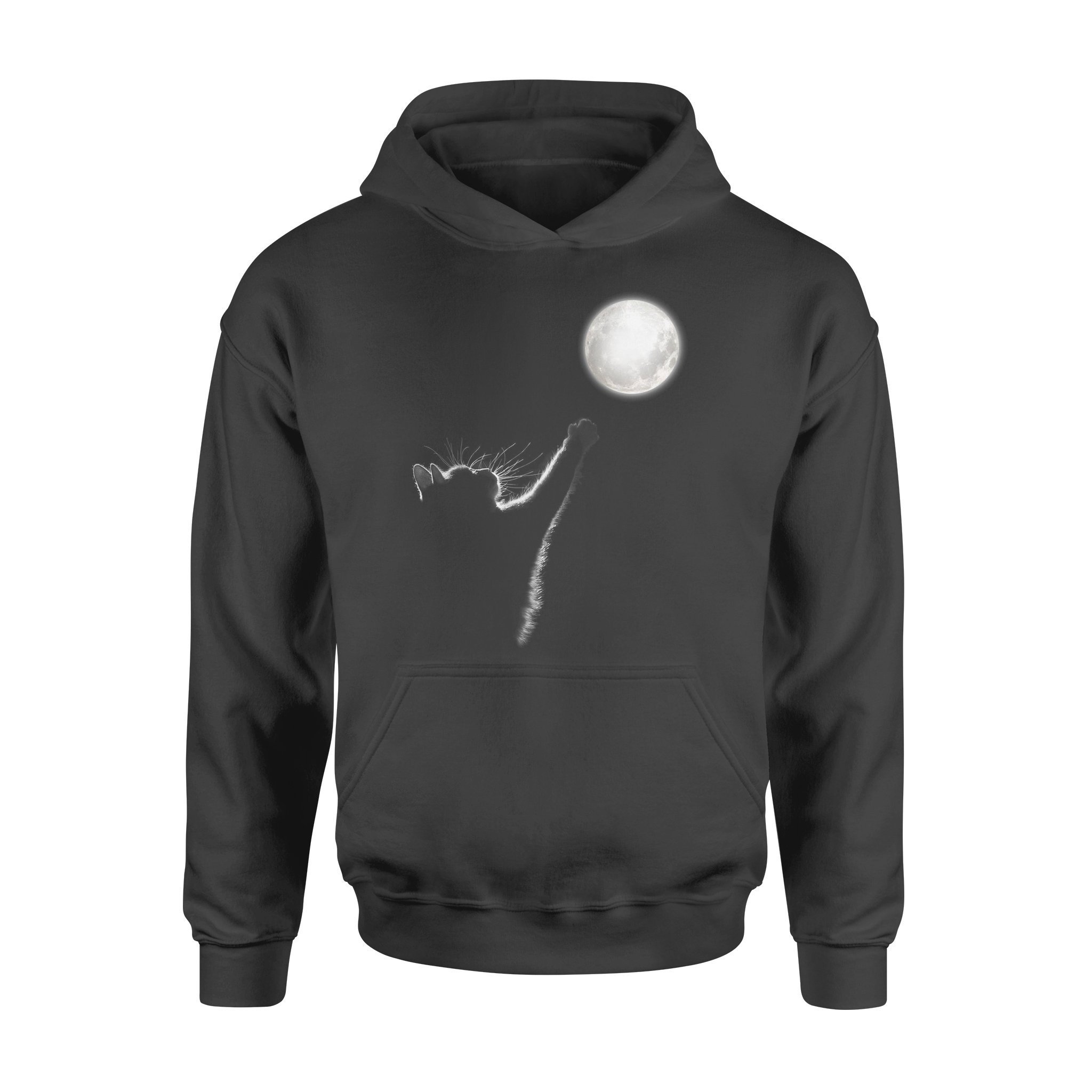 Cat Silhouette Reaching For The Moon For Cat Lover – Standard Hoodie