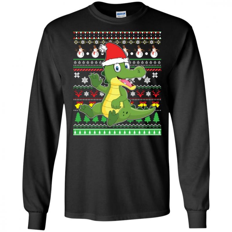 Ugly Sweater Crocodile Santa Claus Lovely Merry Xmas Unisex Long-sleeve