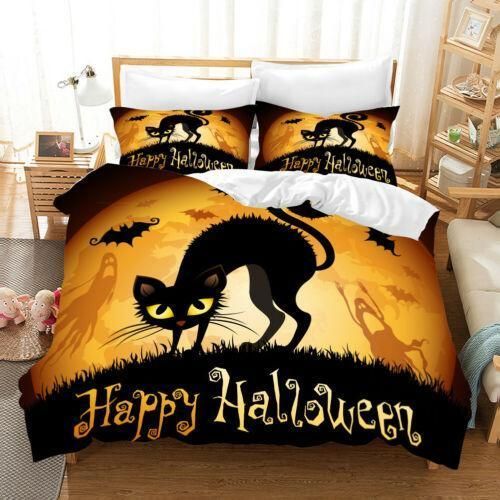 3D Black Cat Halloween Bedding Set Bedroom Decor