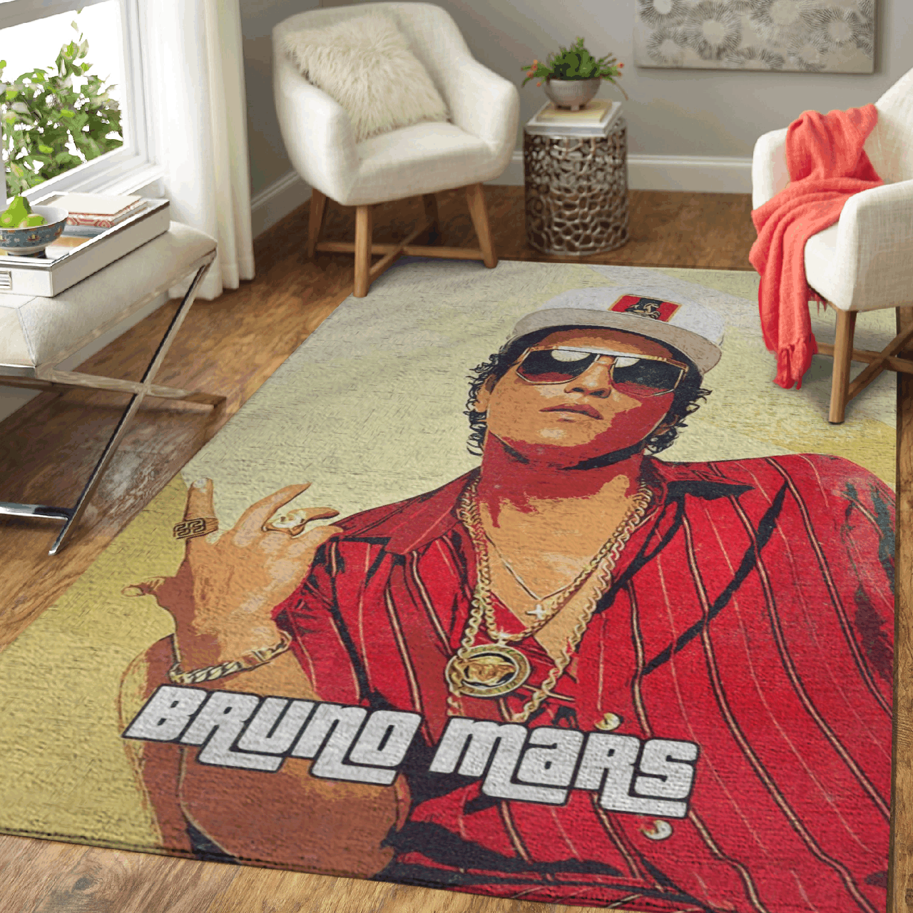 Bruno Mars Songs Pop Art For Fans Area Rug