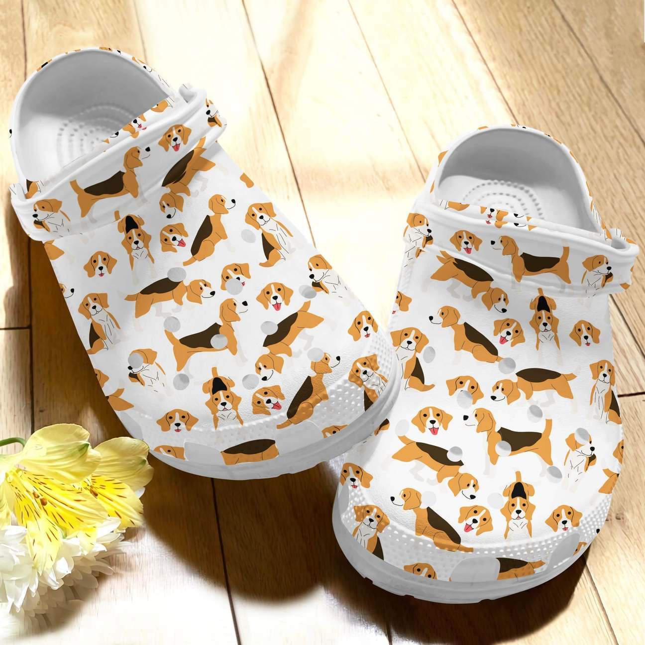 Beagle Personalized Clog, Custom Name, Text Lovely Beagle Pattern, Fashion Style For Women, Men, Kid, Print 3D