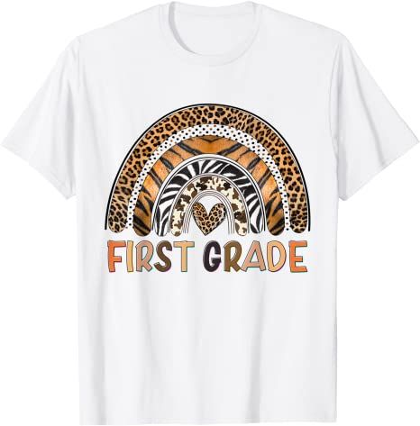 Back To School 2021 – First Grade Team Rainbow Leopard Skin Back To School Shirt For Kids And Teachers