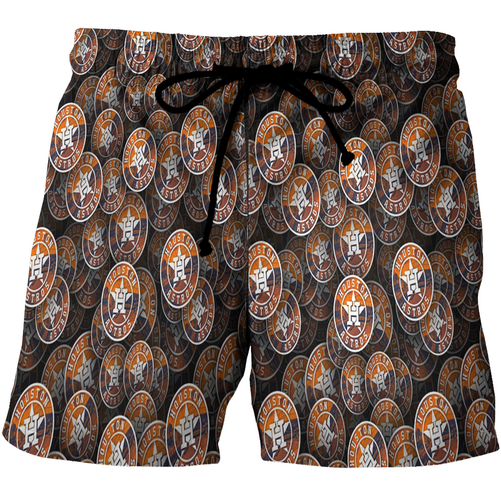 Houston Astros Emblem V8 3D All Over Print Summer Beach Hawaiian Short