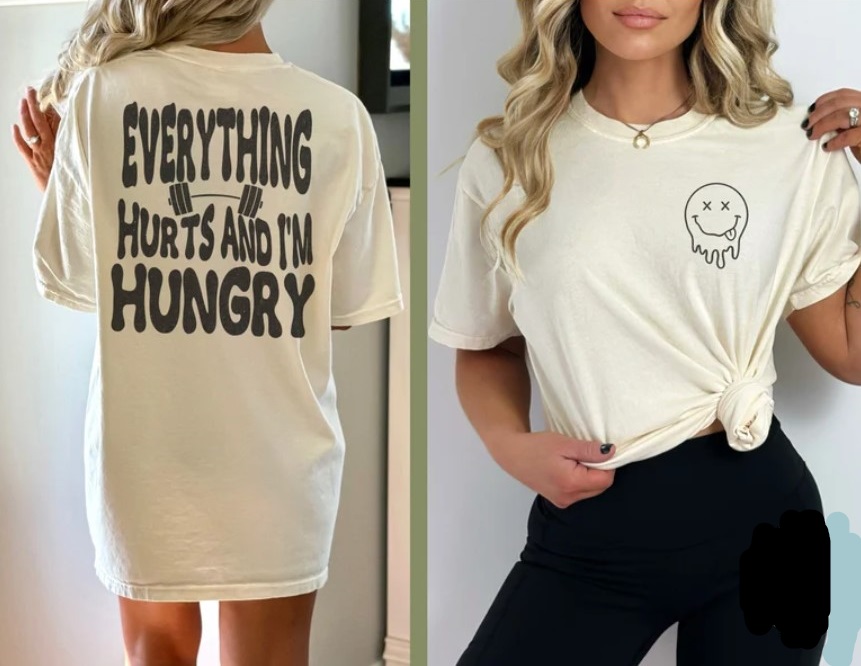 Trendy Gym Workout Everything Hurts And I m Hungry Tee Shirt Outfit  For Men  For Women