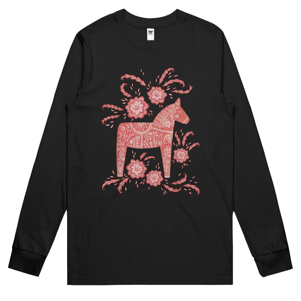 Dala Horse Swedish Art Long Sleeve T Shirts