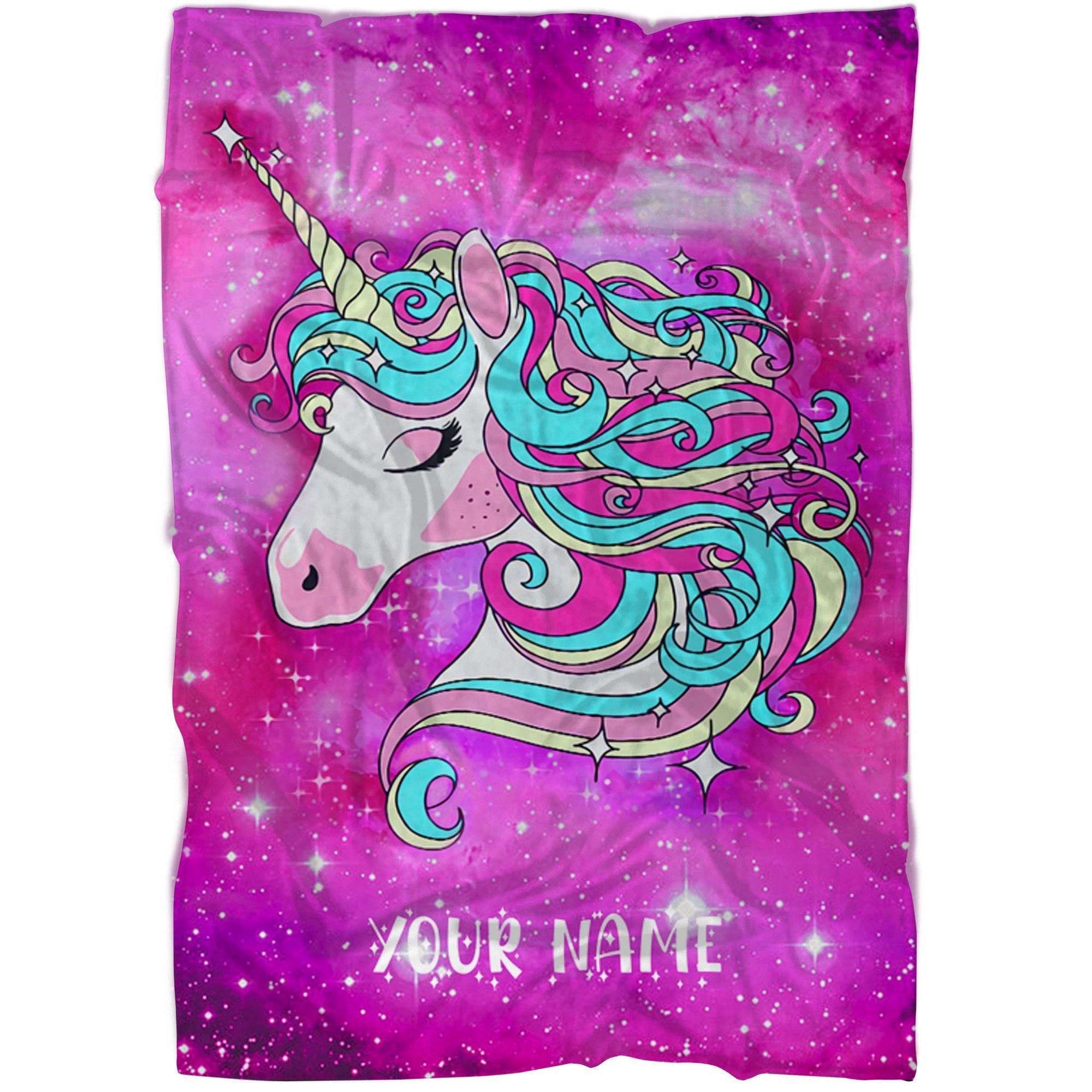 [Personalized Name] Unicorn Galaxy Magic Unicorn –  Gift For Baby Kids Home Decor Gift For Family – Sherpa Blanket Fleece Blanket