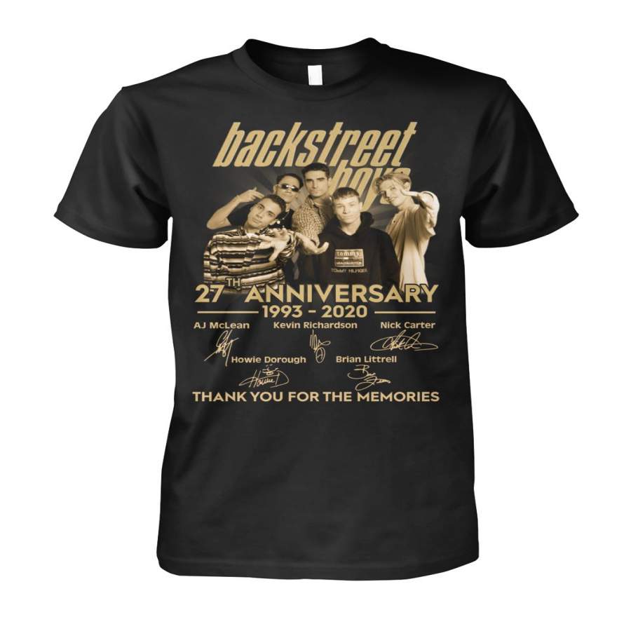 Backstreet Boys Shirt 27th Anniversary 1993-2020 Signature Thank You Men Black Tshirt