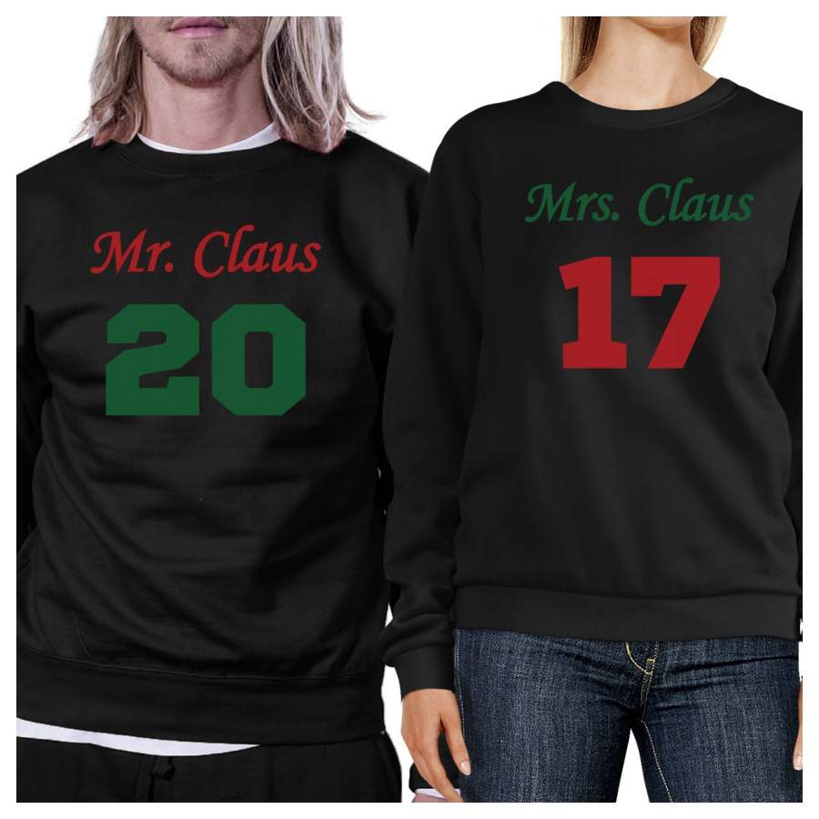 Mr. And Mrs. Claus Matching Couple Black Sweatshirts