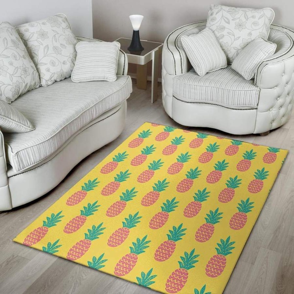 Yellow Pineapple Print Area Rug