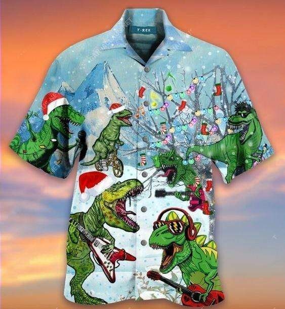 Shop From 1000 Unique Hawaii Aloha Shirts Dinosaurs Play Guitar On Christmas Ha70559