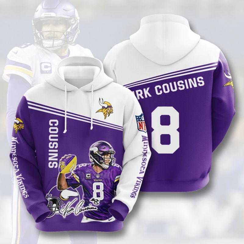 Kirk Cousins 8 Minnesota Vikings Minnesota Vikings Men And Women All Over Printing 3D Hoodie N98