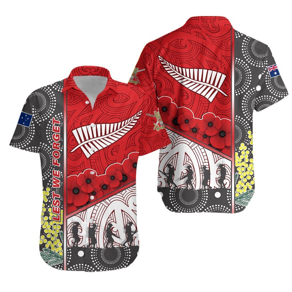 Anzac Day – Lest We Forget Hawaiian Shirt Australia Indigenous And New Zealand Maori – Red