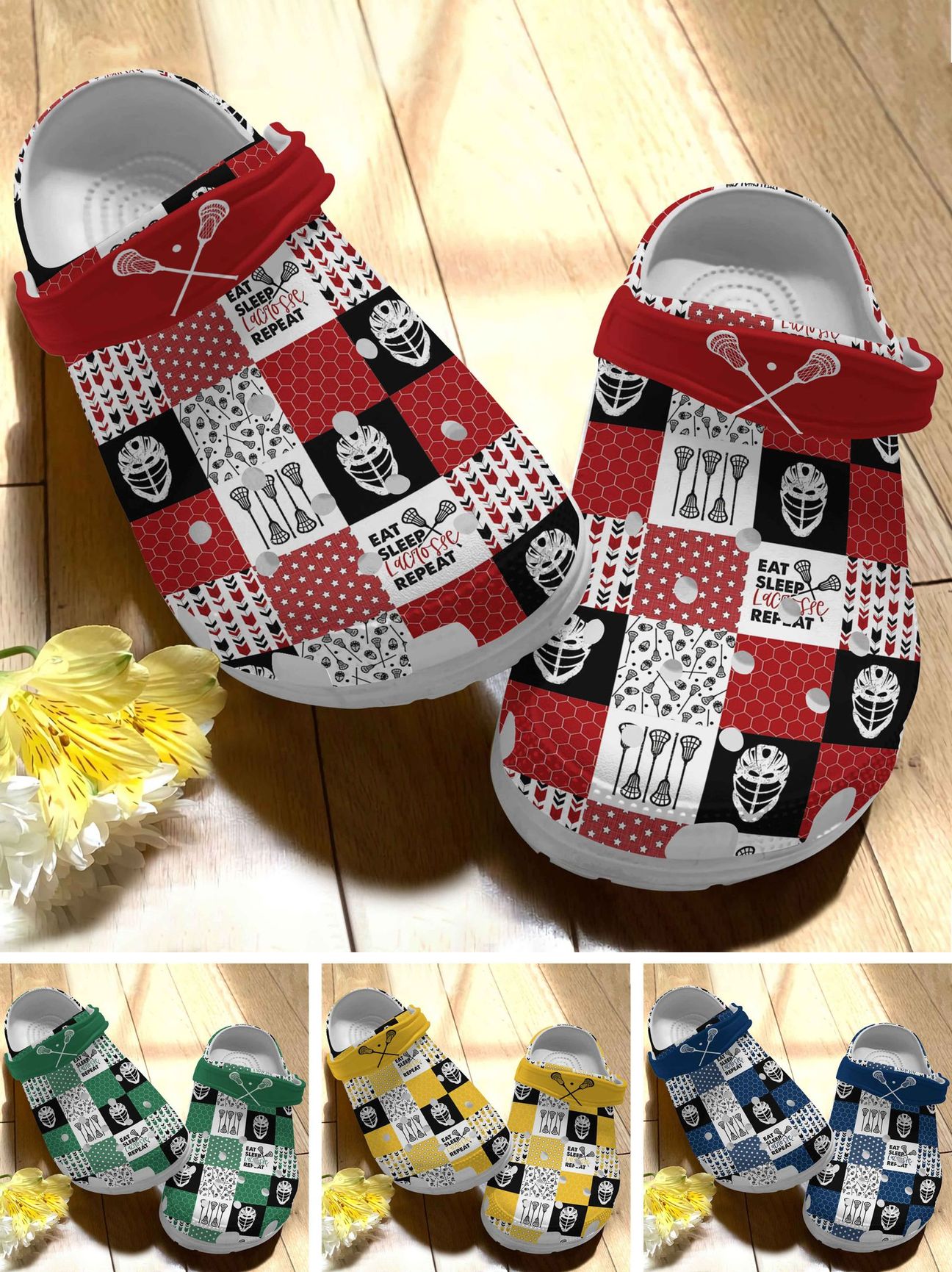 Lacrosse Personalize Clog, Custom Name, Text, Fashion Style For Women, Men, Kid, Print 3D Eat Sleep Lacrosse