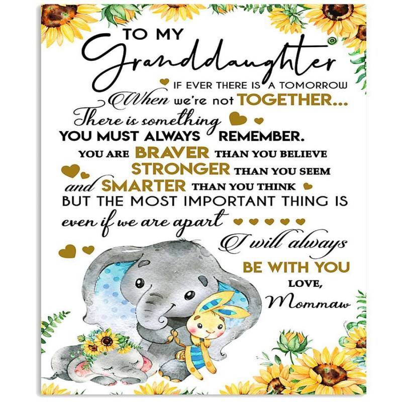 Lovely Elephant And Sunflower With Meaningful Words For Granddaughter Vertical Poster