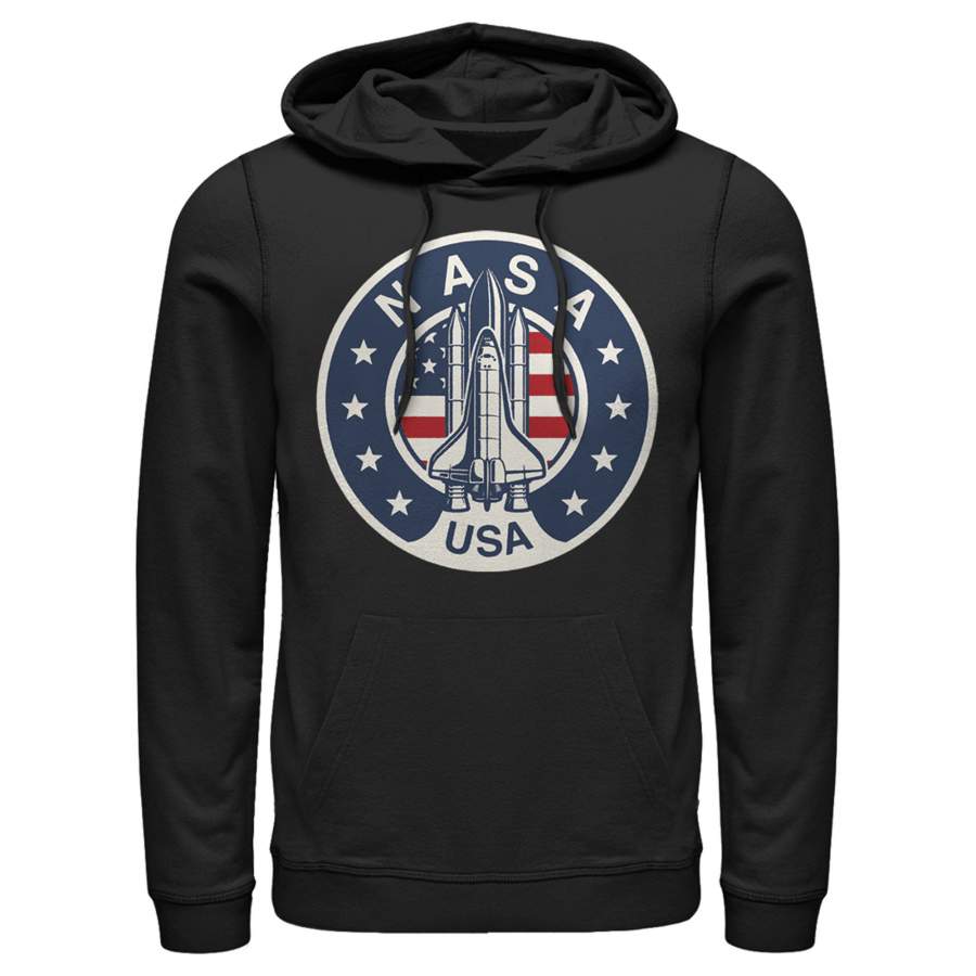 NASA Men’s Patriotic USA Rocket Logo  Lightweight Hoodie