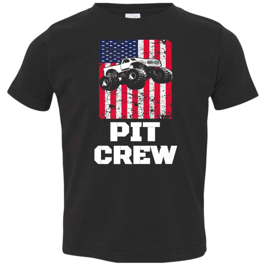 Pit Crew Usa American Flag Monster Truck Happy Theme Premium TShirt 3321 Rabbit Skins Toddler Jersey T-Shirt