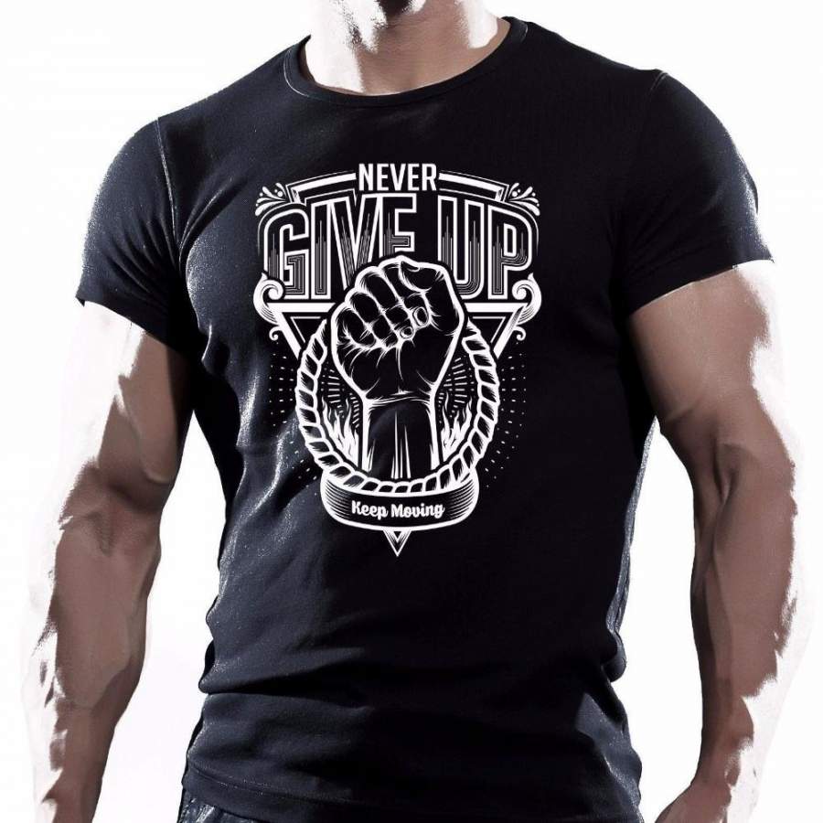 Summer Fashion Never Give Up Motivation Gym T-Shirt Muay Thai Cool Tee