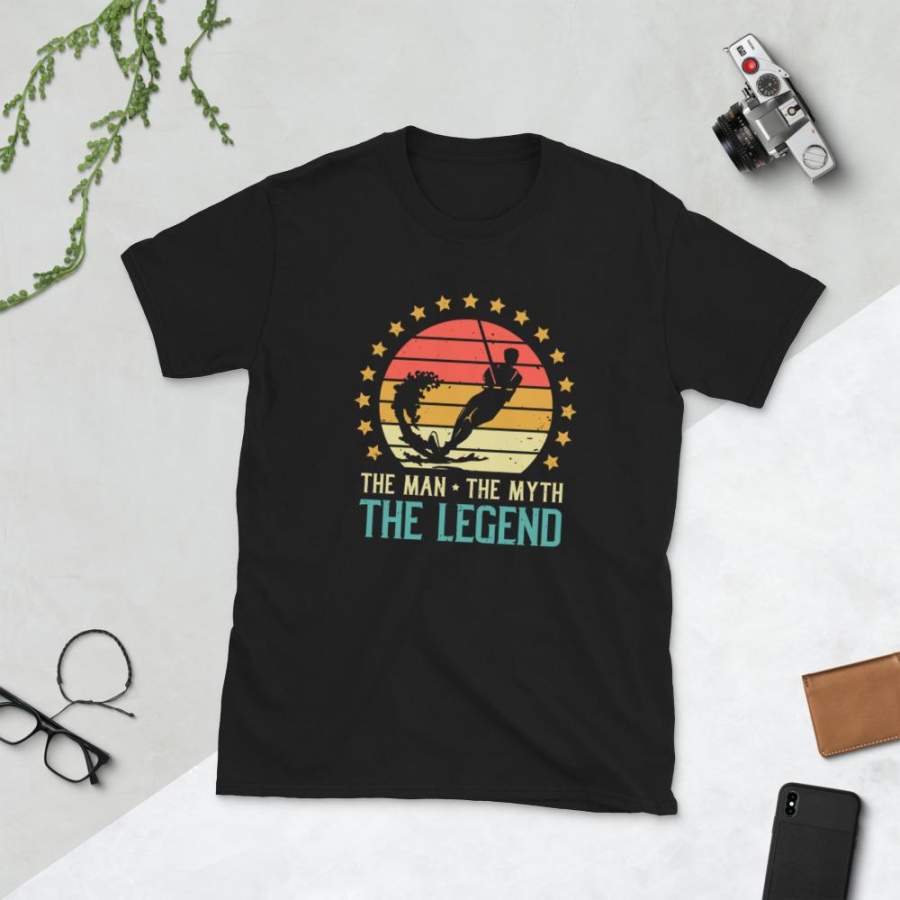 The Man The Myth The Waterski Legend T-Shirt For Men Vintage Water Ski Lover Dad Shirt Father’s Day Gift Waterskier S-3XL Unisex T-Shirt