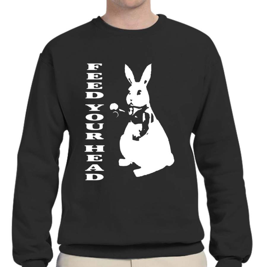 60_s Inspired White Rabbit Alice In Wonderland Hippy Teacher Crew Neck Sweatshirt