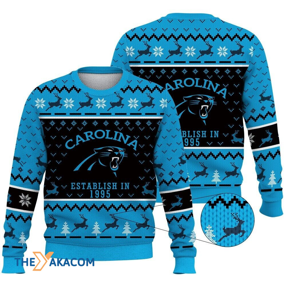 Carolina Panthers Establish In 1995 Gift For Fan Christmas Ugly Sweater