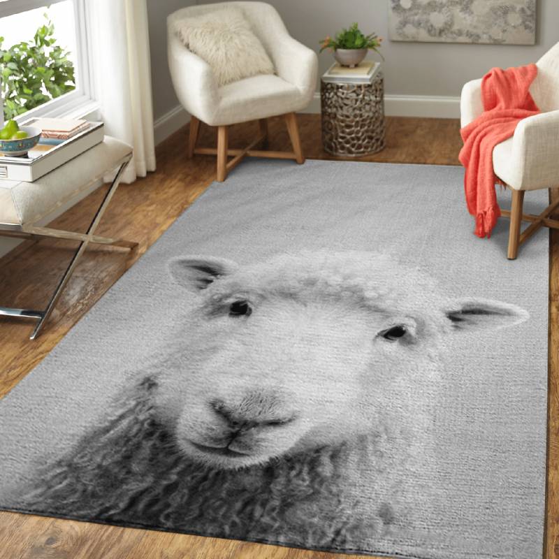 Sheep BW – Animals Black & White Area Rug Carpet