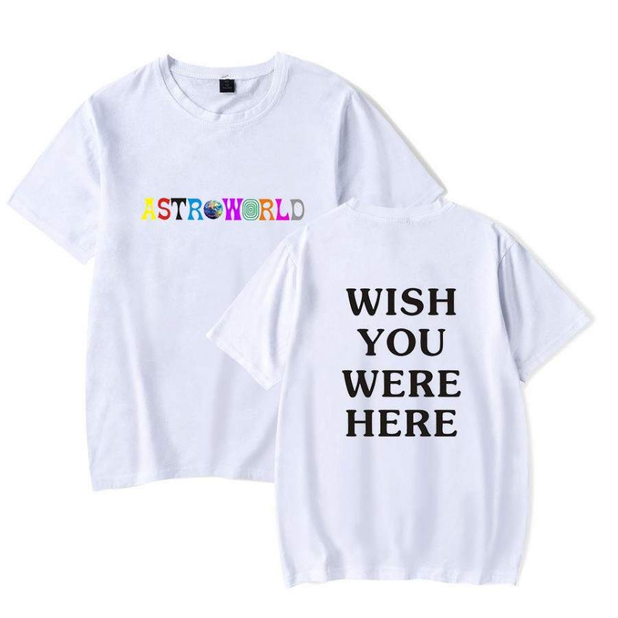 Unisex Basic Style Travis Scotts ASTROWORLD tshirt Casual Clothing Tops Tees-Wish You were Here Couples Mounted