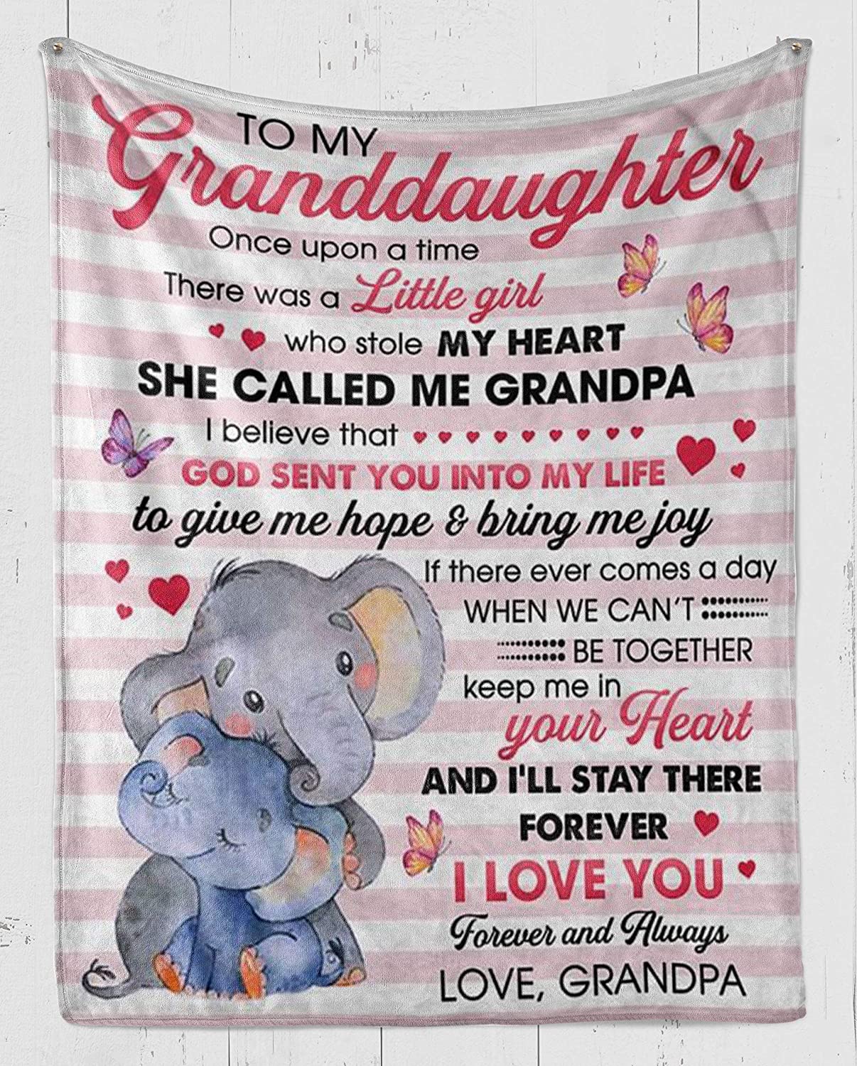 Fleece Blanket -To My Granddaughter – Elephant Fleece Blanket – Fleece Blanket 3D Soft Cozy Lightweight Durable Plush Throw Blanket For Bedroom Living, Gift For Granddaughter