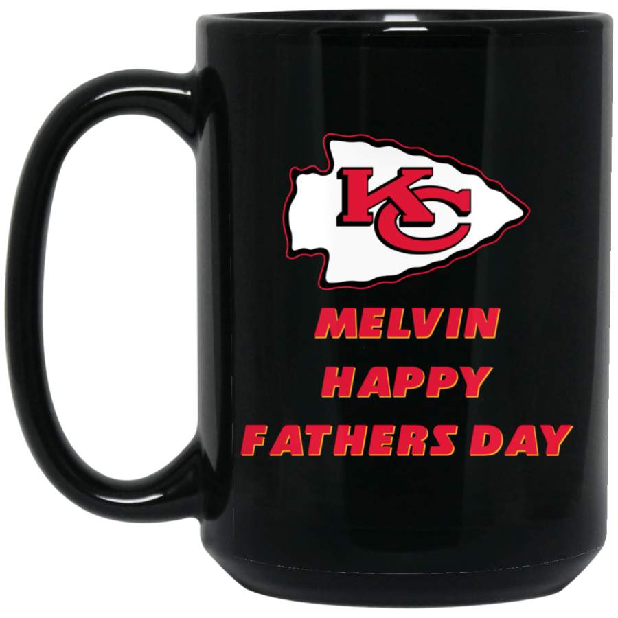 Custom Personalized Kansas City Chiefs Logo Black-Red Melvin BM15OZ 15 oz. Black Mug