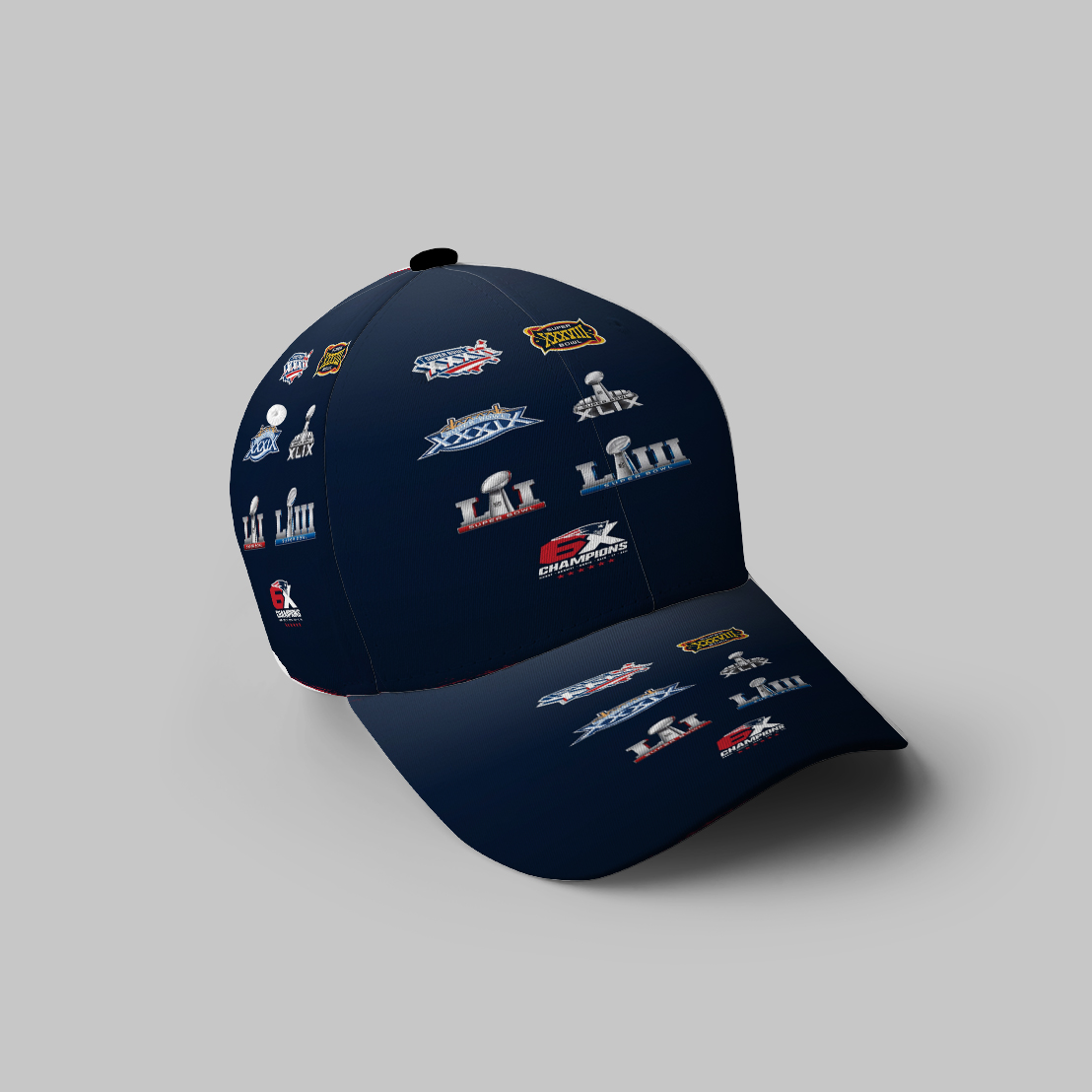 New England Patriots 6X Champions 3D Printing Baseball Cap Classic Hat