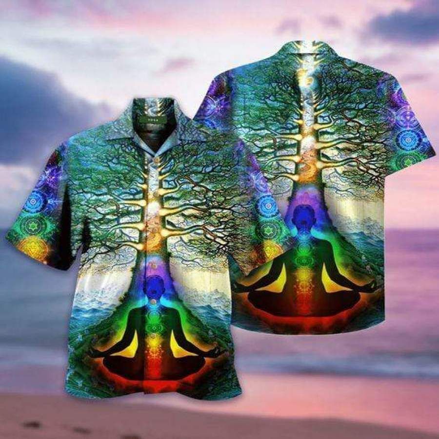 Hawaii Aloha Shirts Peace Yoga Tree Of Life Ha6942