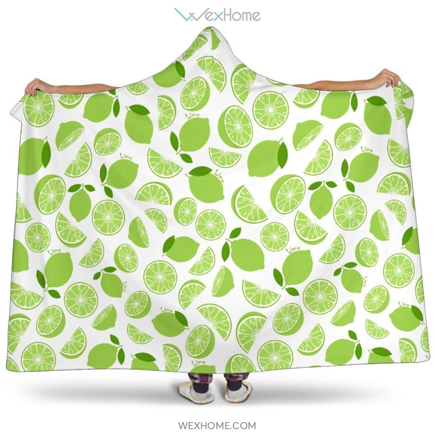 Lime Design Pattern Hooded Blanket