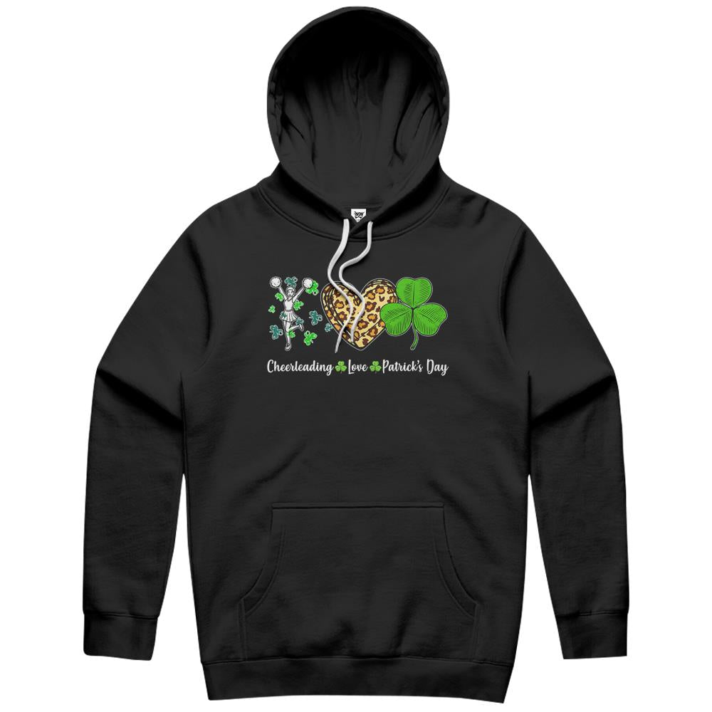 Cheerleading Love Leopard Heart Shamrock St Patrick’S Day Hoodie