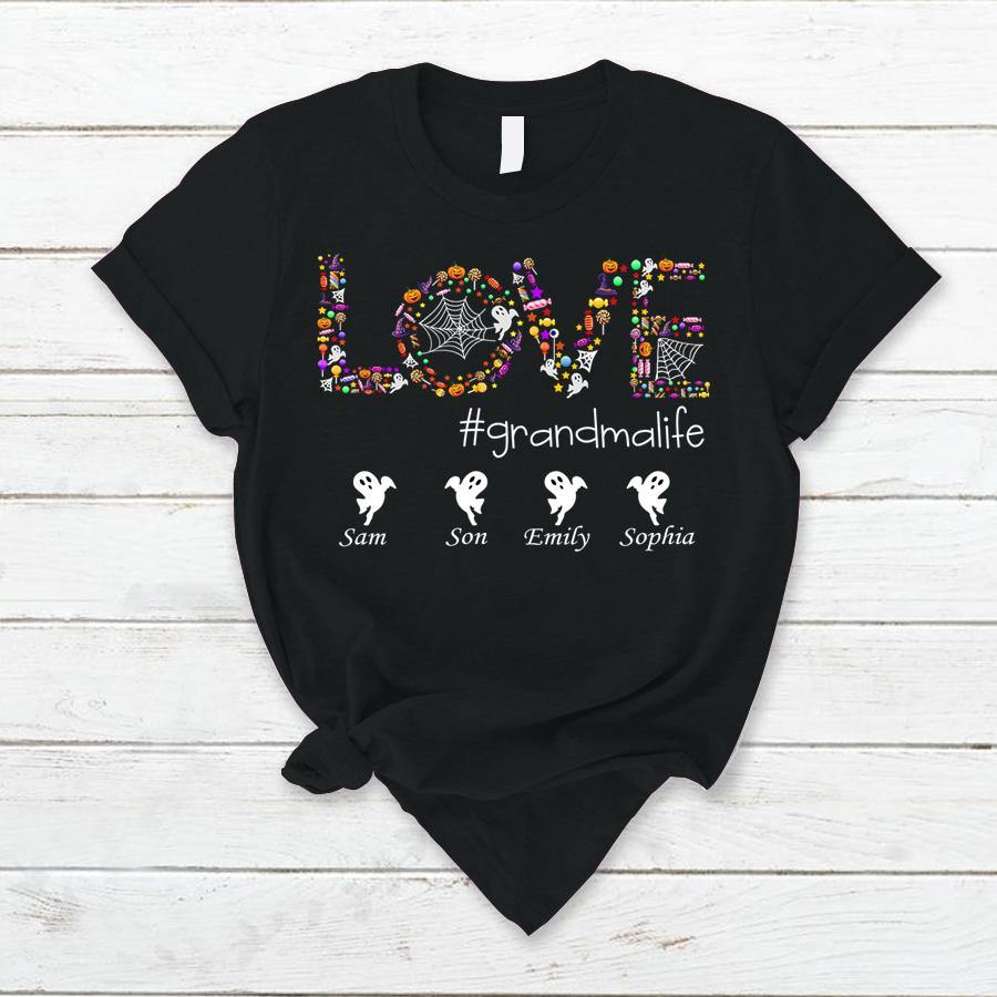 Love Grandma Ghost Kids Names – Halloween Shirt