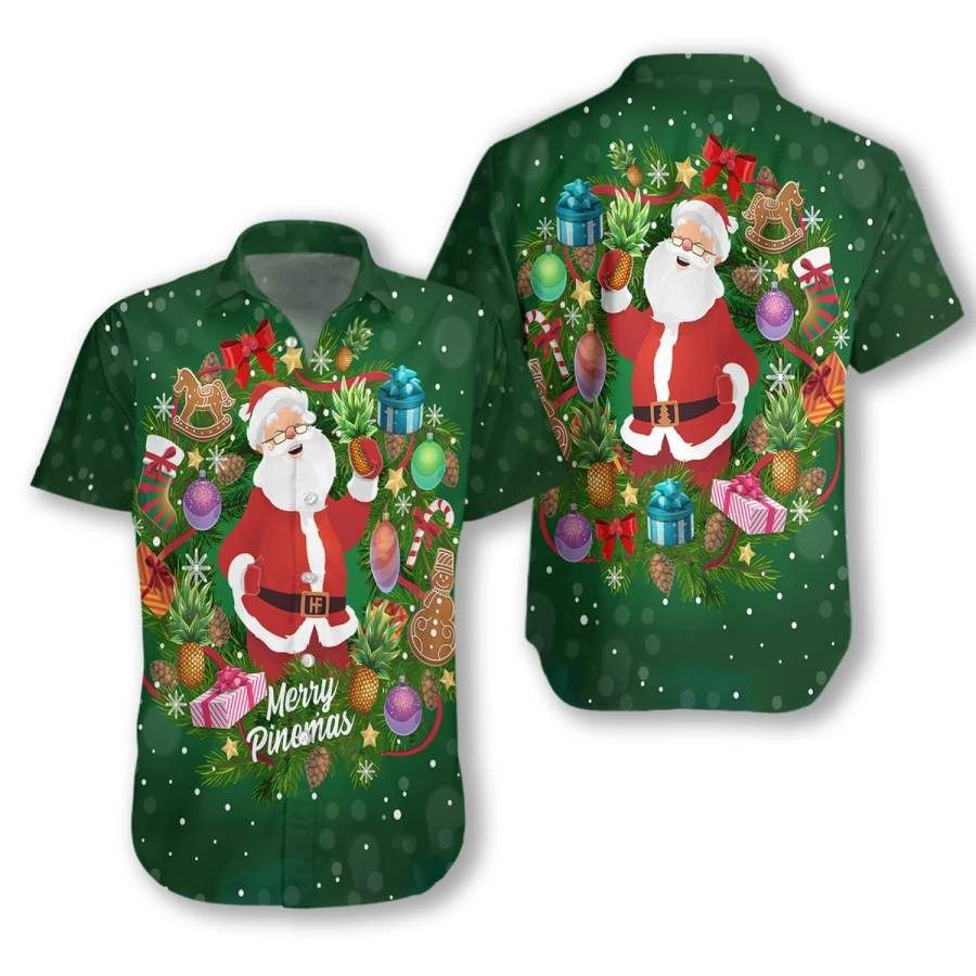 Santa Claus Love Pineapple Merry Christmas Hawaii Aloha Shirts Ha80088