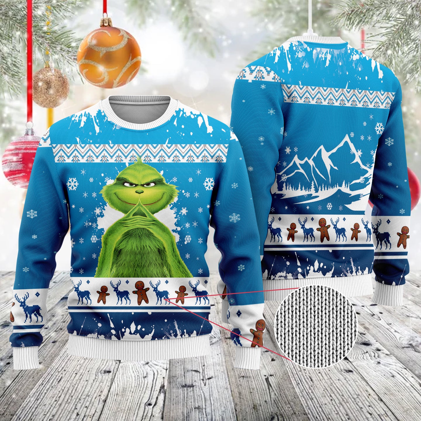 Grinch Green Blue Vibes Merry Christmas Ugly Sweater Unisex Shirt Gifts Men Women Birthday