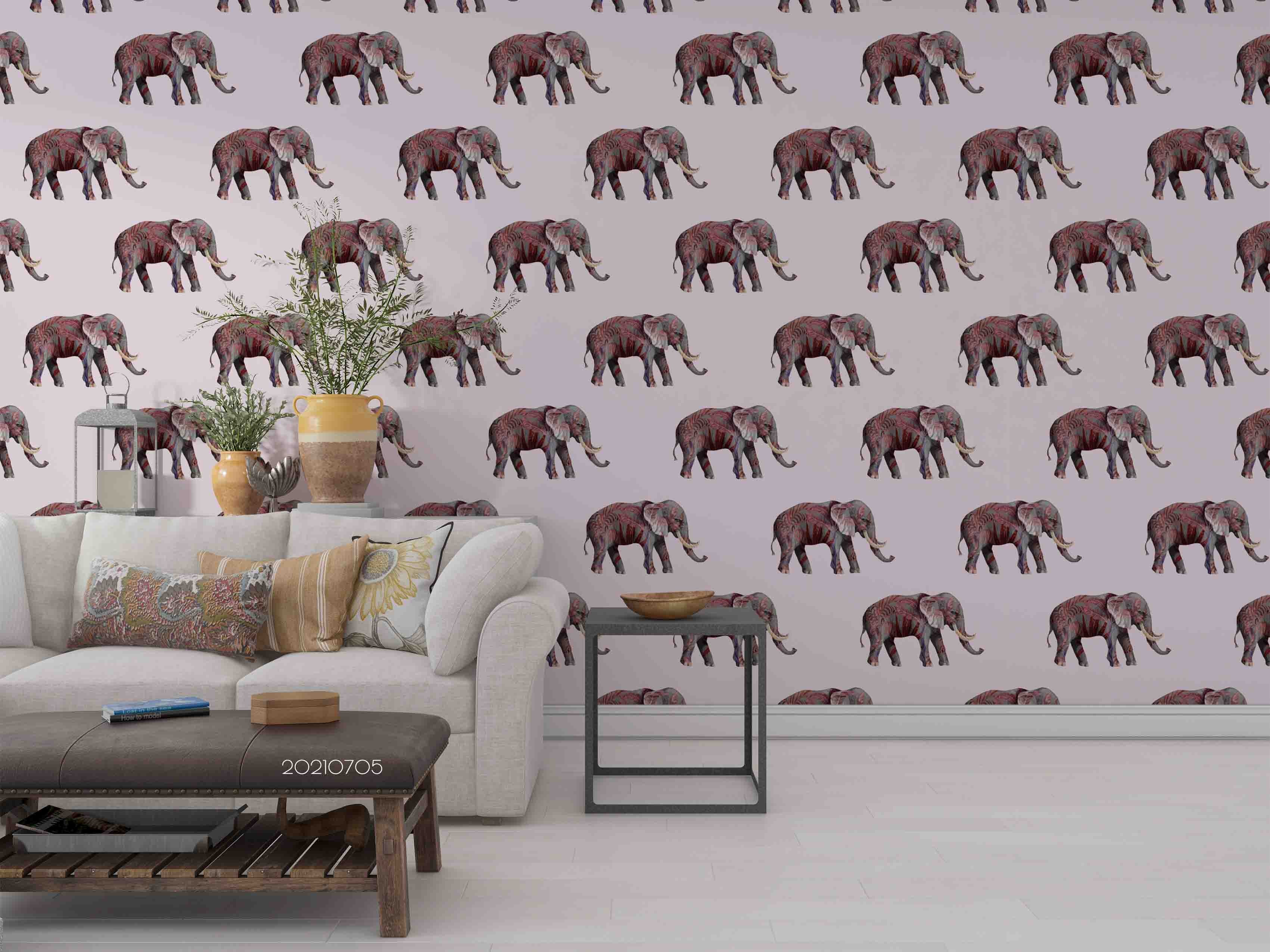 3D Cartoon Animal Elephant Pattern Wall Mural Wallpaper Lqh 128