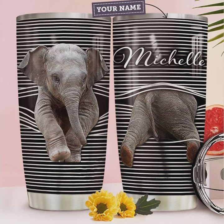 Personalized Abstract Art Elephant, Stainless Steel Vacuum Insulated, 20 Oz Tumbler Cups For Coffee/Tea, Gifts For Birthday Christmas Thanksgiving, Perfect Gifts For Elephant Lovers