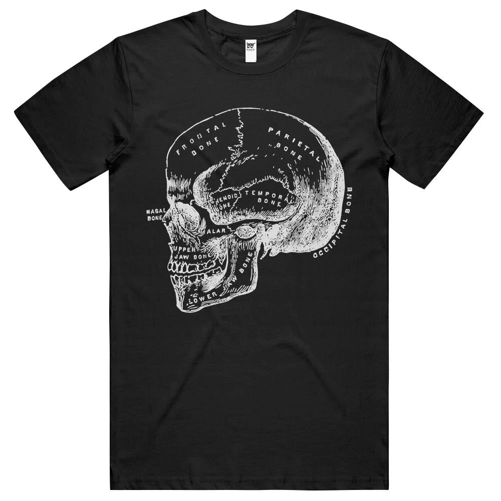 Vintage Anatomy Skull T-Shirt Skeleton Diagram Graphic Tee T Shirts