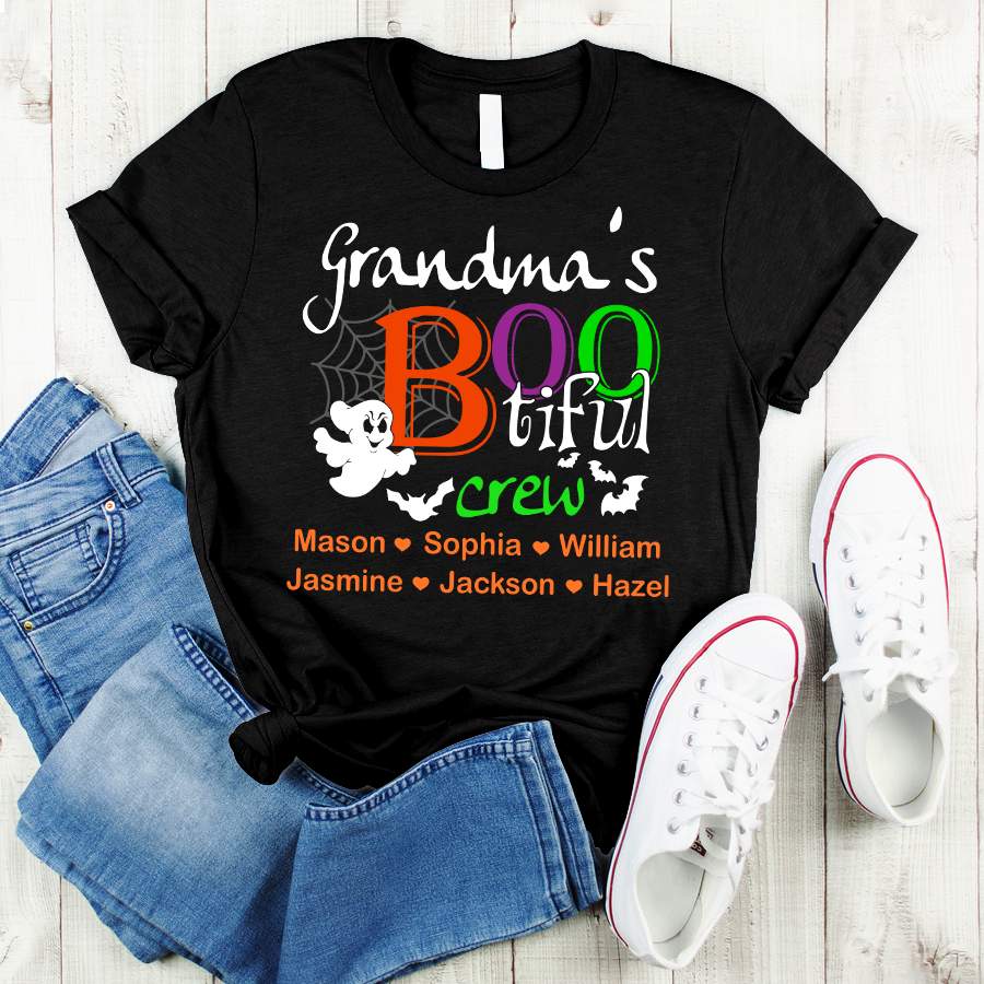 Personalized Grandma’s Bootiful Crew Kids Names Halloween Shirt