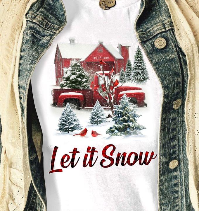 Let It Snow Tree Farm Cardinal Bird Shirt Christmas Shirt Christmas Gift