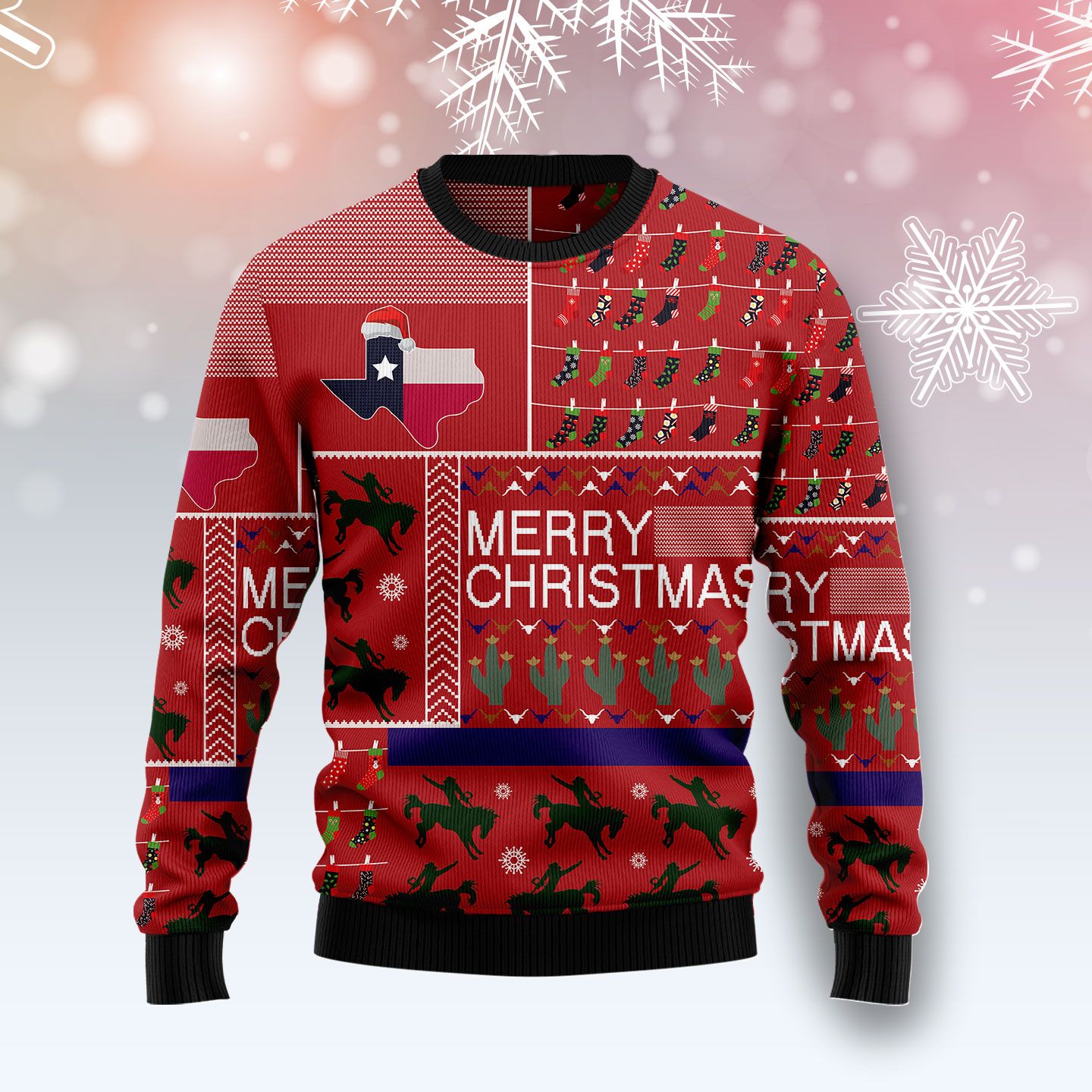 Texas Merry Christmas Ugly Christmas Sweater | For Men & Women | Adult | Us4454