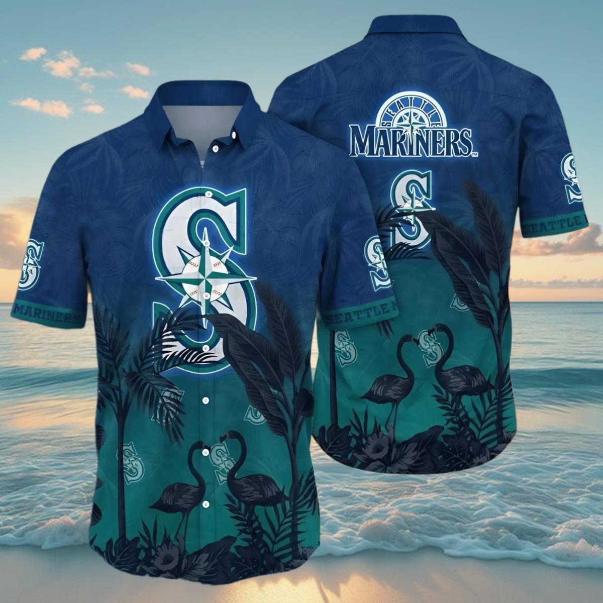 Seattle Mariners Hawaiian Shirts Flamingo Tropical