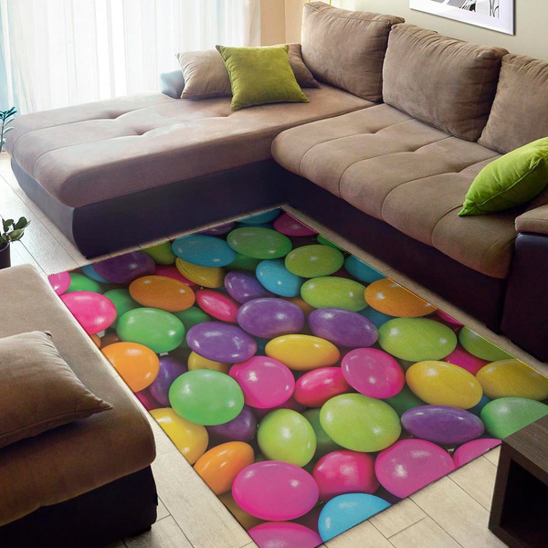 Colorful Chocolate Candy Print Area Rug