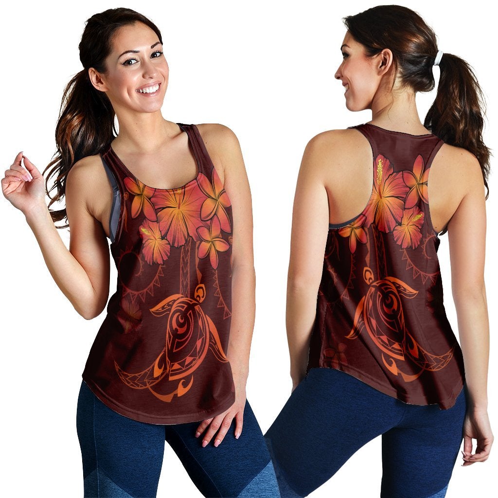 Hawaii Turtles Hibiscus Plumeria Polynesian Racerback Tank Red Ha100745