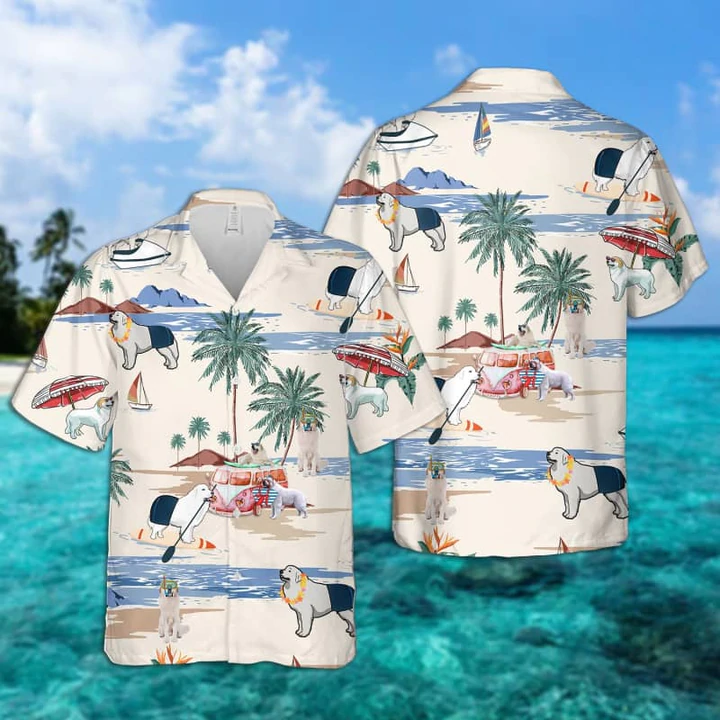 Great Pryrenees Summer Beach Hawaii Hawaii Shirts For Men Short Sleeve Aloha Shirt Ha71192