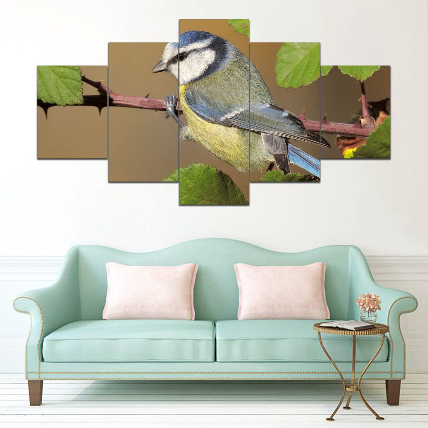 Birds Tits Branches Fo 5 Panel Canvas Art Wall Decor Home Decor