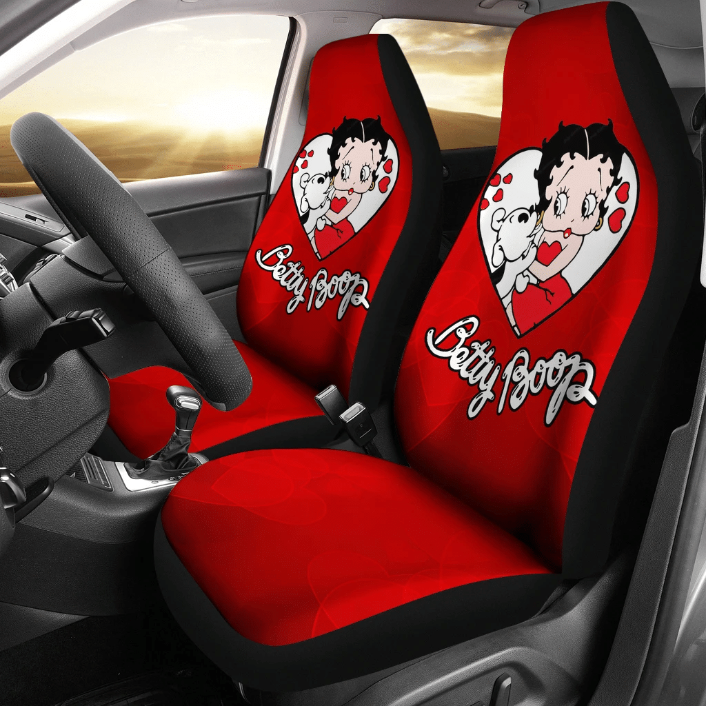 Betty Boop With Dog In Heart Cute Cartoon Car Seat Covers