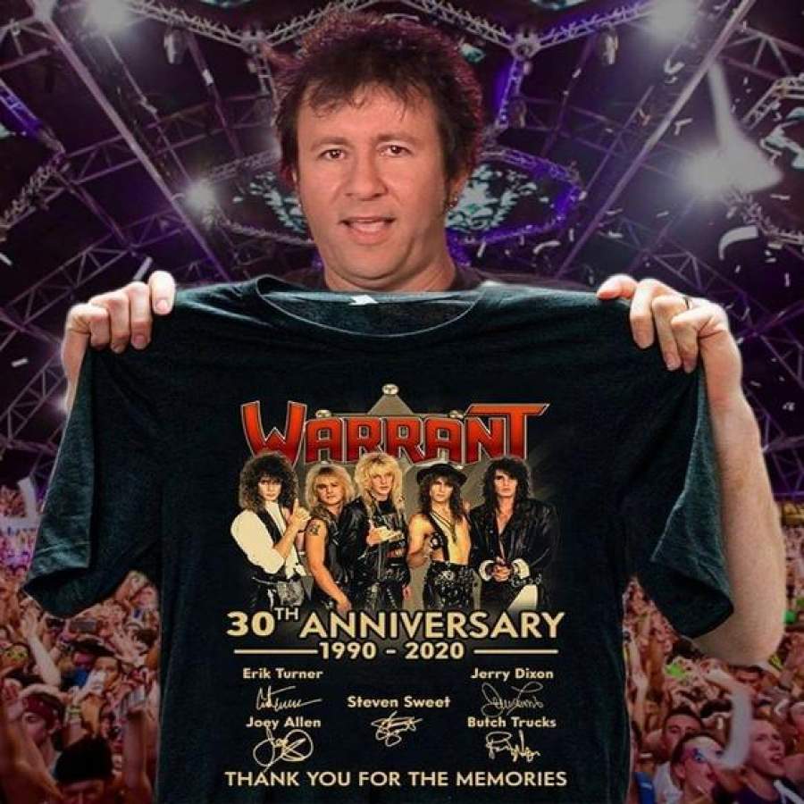 Warrant Band 30th Anniversary 1990 2020 All Members Signatures Thank You for Memories T-Shirt